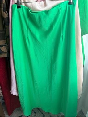 Rachel Zoe Vibrant Green Satin Midi Skirt